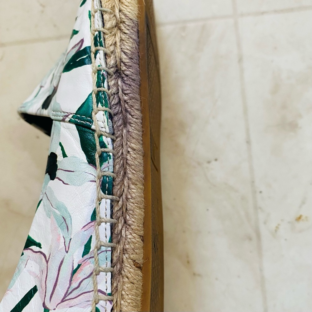 $228 Tory Burch Colorblock Floral Print Leather Round Toe Espadrille Flats sz 6 - Picture 11 of 11